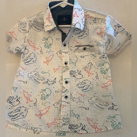 CRAFT + FLOW BOYS PRINTED BUTTON DOWN SHIRT MULTI-COLORED. SIZE 4-5 - Picture 5 of 7
